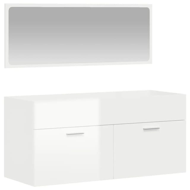 vidaXL Badschrank mit Spiegel Hochglanz-Weiß Holzwerkstoff Modell 3