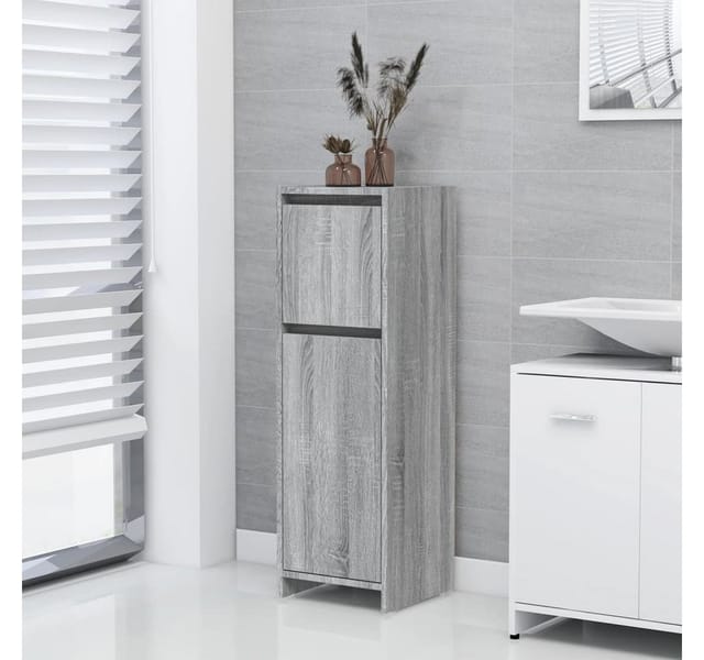 vidaXL Badschrank Grau Sonoma 30x30x95 cm Holzwerkstoff Modell 1