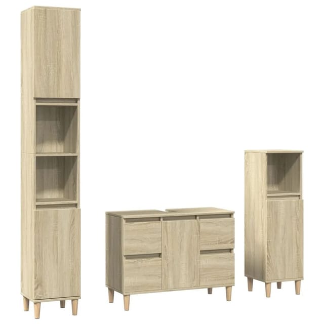 vidaXL 3-tlg. Badmöbel-Set Sonoma-Eiche Holzwerkstoff Modell 30