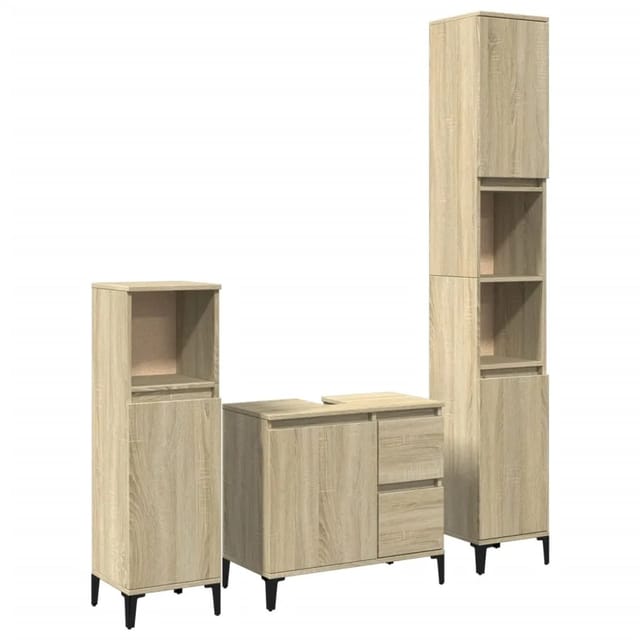 vidaXL 3-tlg. Badmöbel-Set Sonoma-Eiche Holzwerkstoff Modell 29