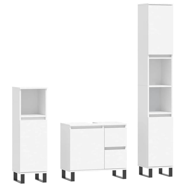 vidaXL 3-tlg. Badmöbel-Set Weiß Holzwerkstoff Modell 25