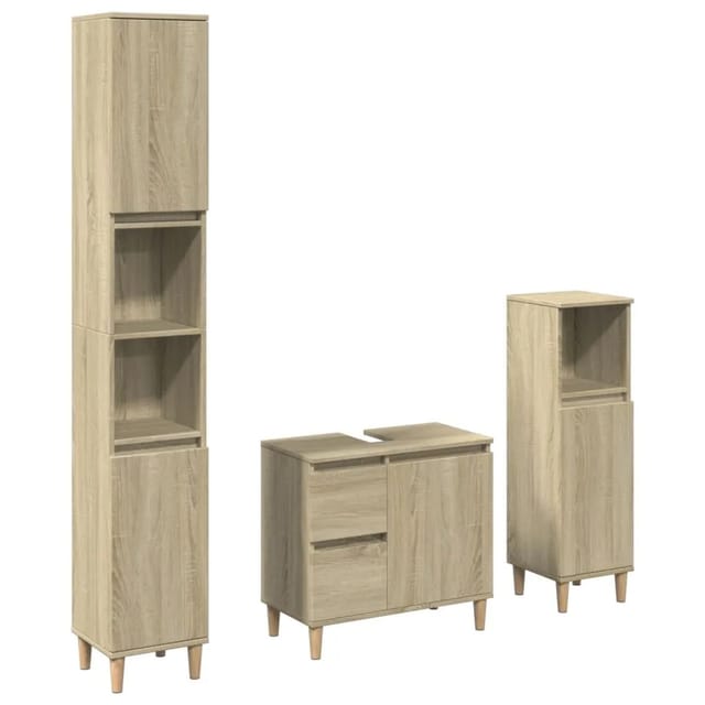 vidaXL 3-tlg. Badmöbel-Set Sonoma-Eiche Holzwerkstoff Modell 32