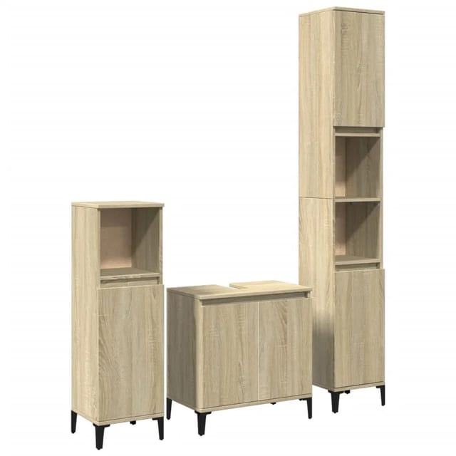 vidaXL 3-tlg. Badmöbel-Set Sonoma-Eiche Holzwerkstoff Modell 28