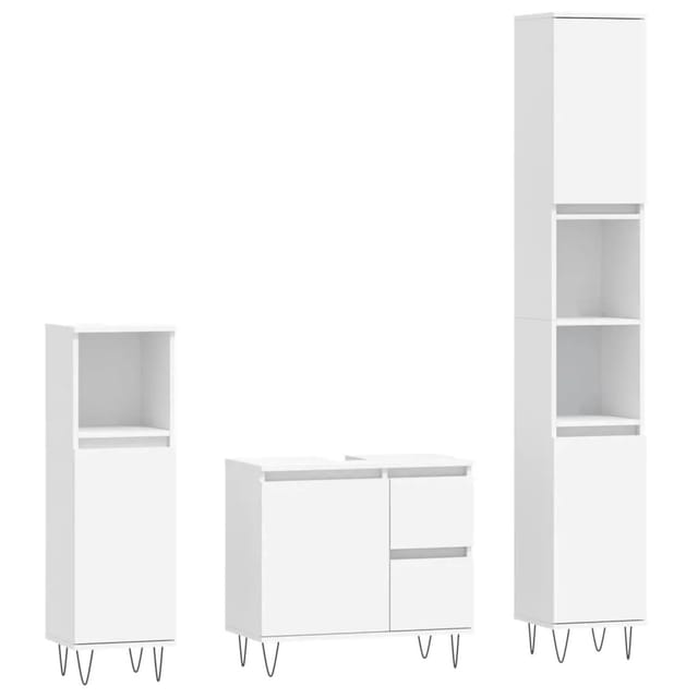 vidaXL 3-tlg. Badmöbel-Set Weiß Holzwerkstoff Modell 32