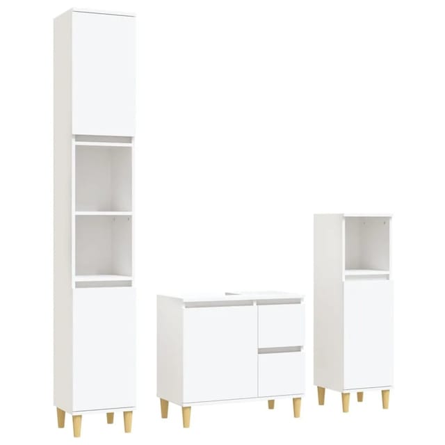 vidaXL 3-tlg. Badmöbel-Set Weiß Holzwerkstoff Modell 10