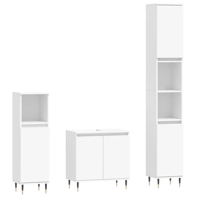 vidaXL 3-tlg. Badmöbel-Set Weiß Holzwerkstoff Modell 36