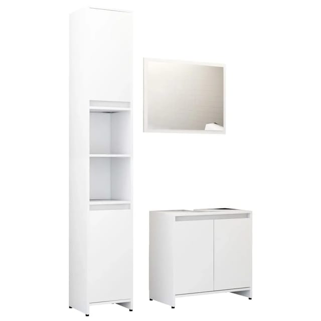 vidaXL 3-tlg. Badmöbel-Set Weiß Holzwerkstoff Modell 3