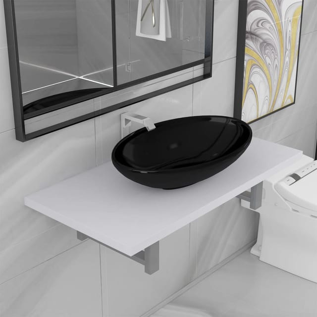 vidaXL 2-tlg. Badmöbel-Set Keramik Weiß Modell 8