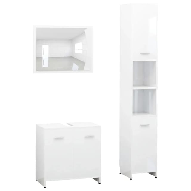 vidaXL 3-tlg. Badmöbel-Set Weiß Holzwerkstoff Modell 6