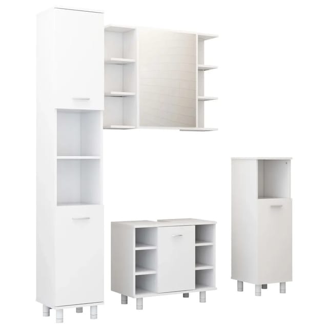 vidaXL 4-tlg. Badmöbel-Set Weiß Holzwerkstoff Modell 3