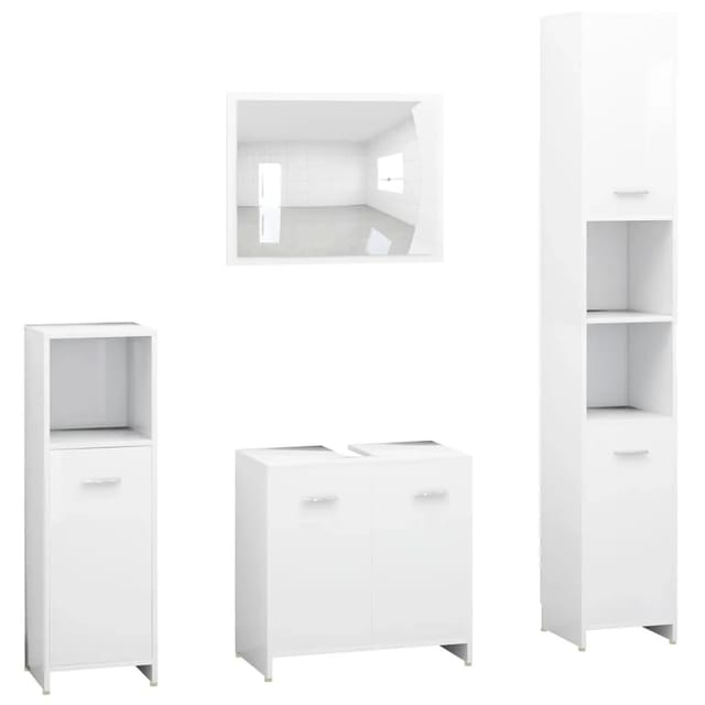 vidaXL 4-tlg. Badmöbel-Set Weiß Holzwerkstoff Modell 1