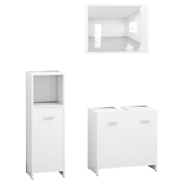 vidaXL 3-tlg. Badmöbel-Set Weiß Holzwerkstoff Modell 1