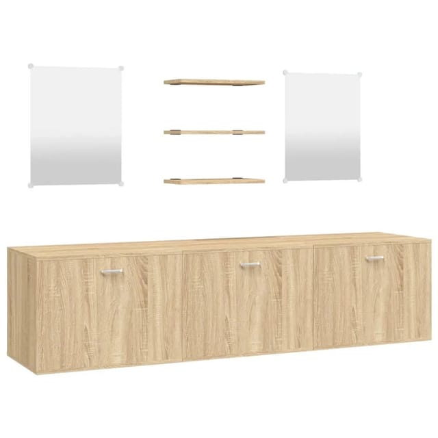 vidaXL 6-tlg. Badmöbel-Set Eichen-Optik Holzwerkstoff