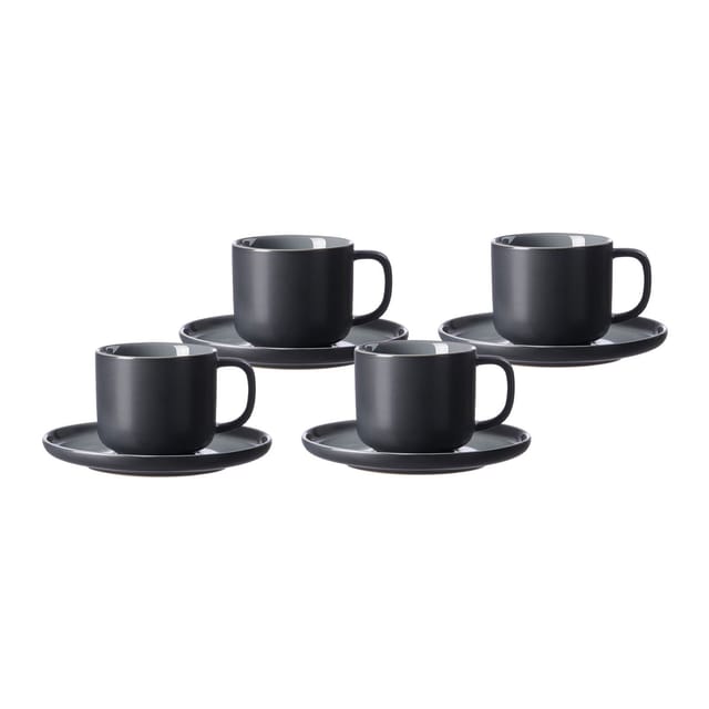 Ritzenhoff & Breker Jasper Kaffeetasse mit Untertasse 240 ml 4er Set Schwarz