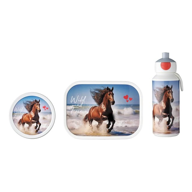 Mepal Campus Lunchset 3-teilig aus Brotdose Trinkflasche und Obstbox Wild Horse