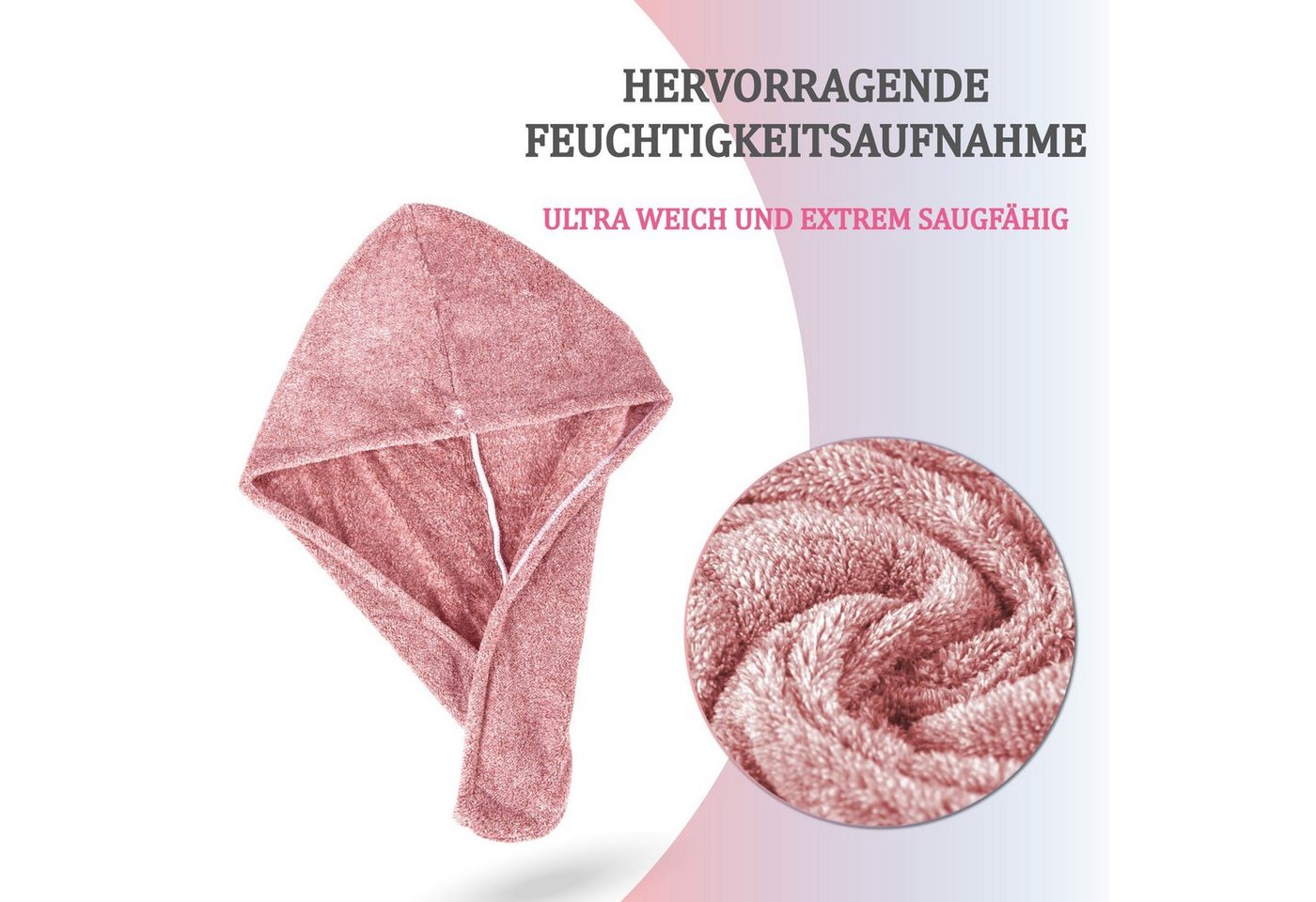 Bestlivings Haarturban 25 x 65 cm Einheitsgröße Rosa