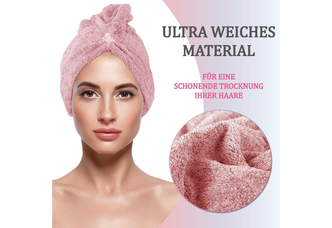 Bestlivings Haarturban 25 x 65 cm Einheitsgröße Rosa Bild 2