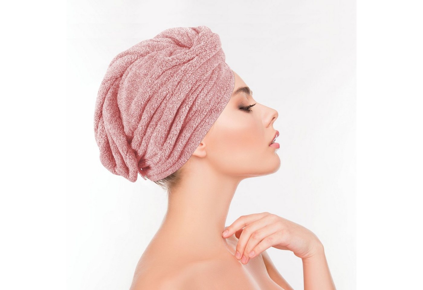 Bestlivings Haarturban 25 x 65 cm Einheitsgröße Rosa Bild 4