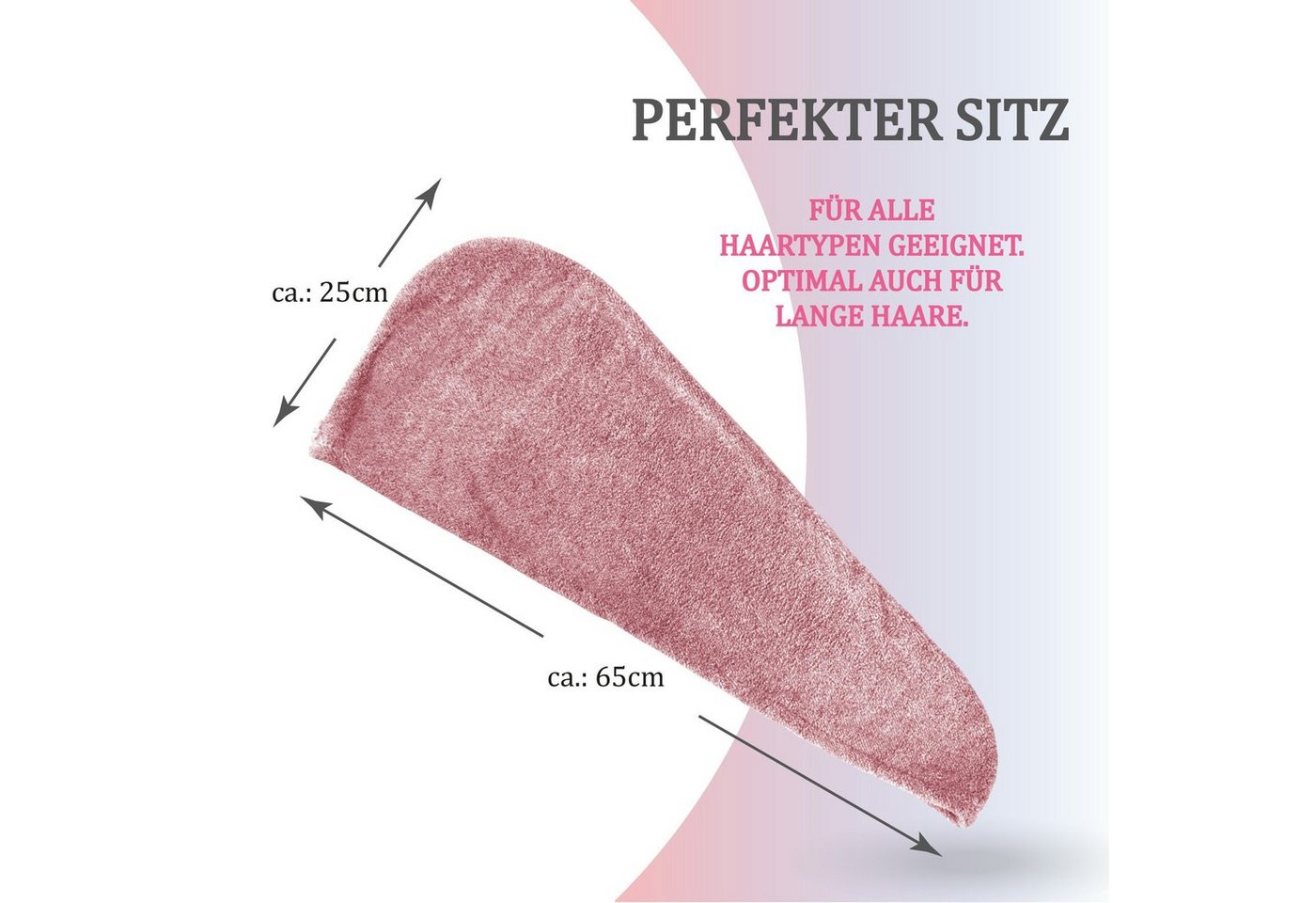 Bestlivings Haarturban 25 x 65 cm Einheitsgröße Rosa Bild 5