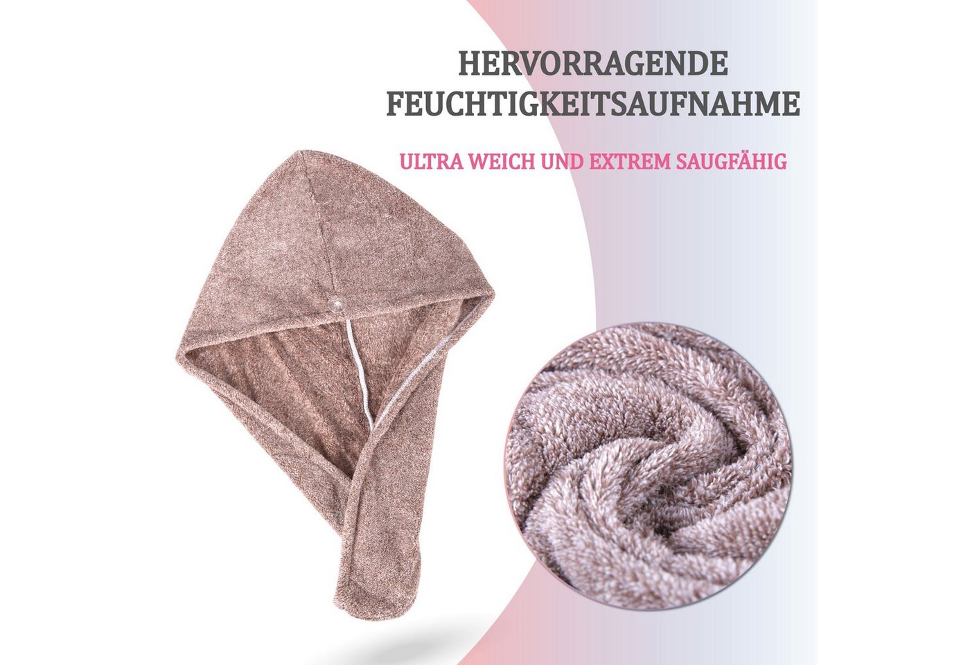 Bestlivings Haarturban 25 x 65 cm Einheitsgröße Braun Bild 3