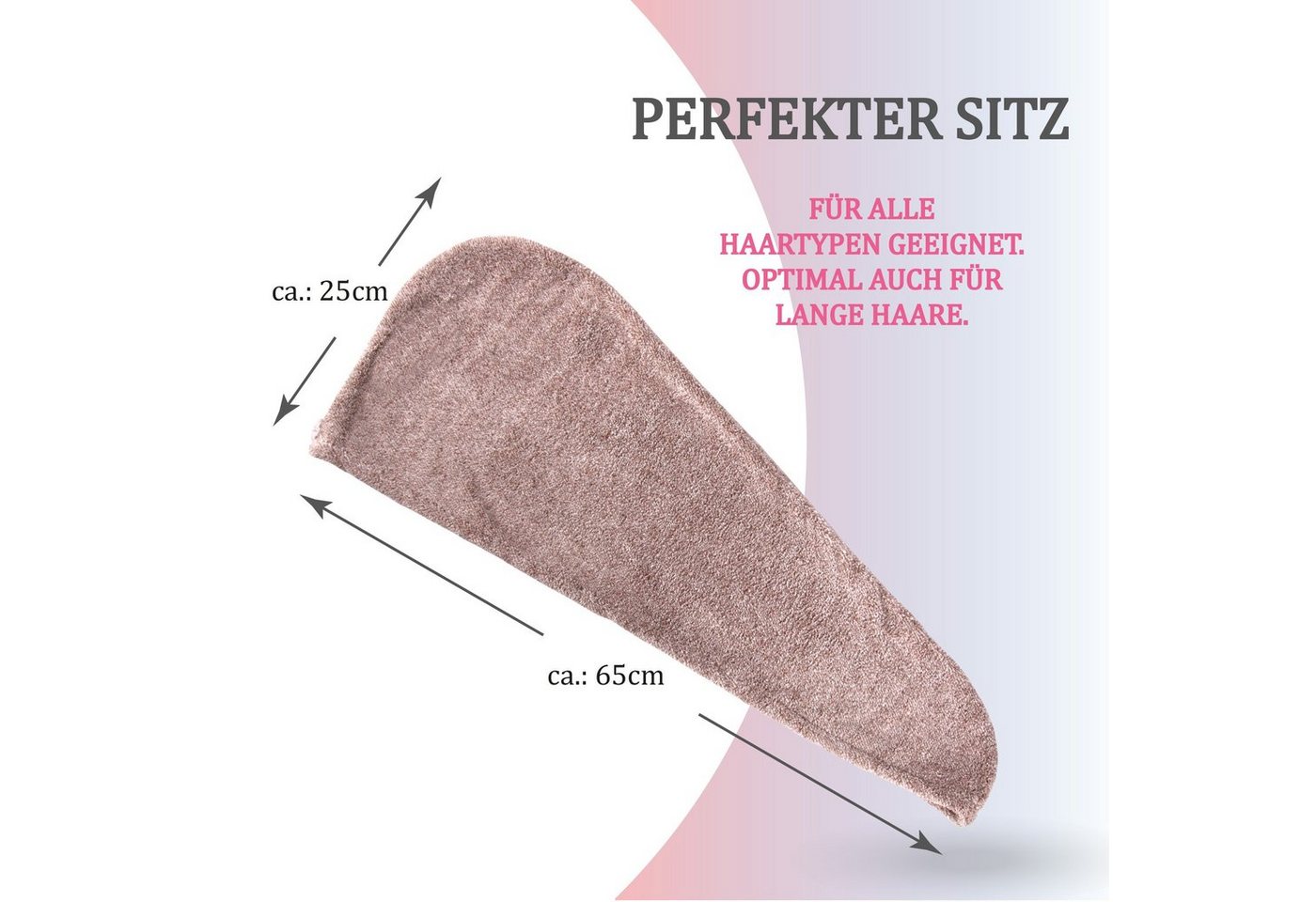 Bestlivings Haarturban 25 x 65 cm Einheitsgröße Braun Bild 4