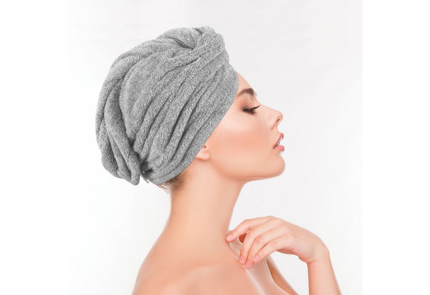 Bestlivings Haarturban 25 x 65 cm Einheitsgröße Grau Bild 2