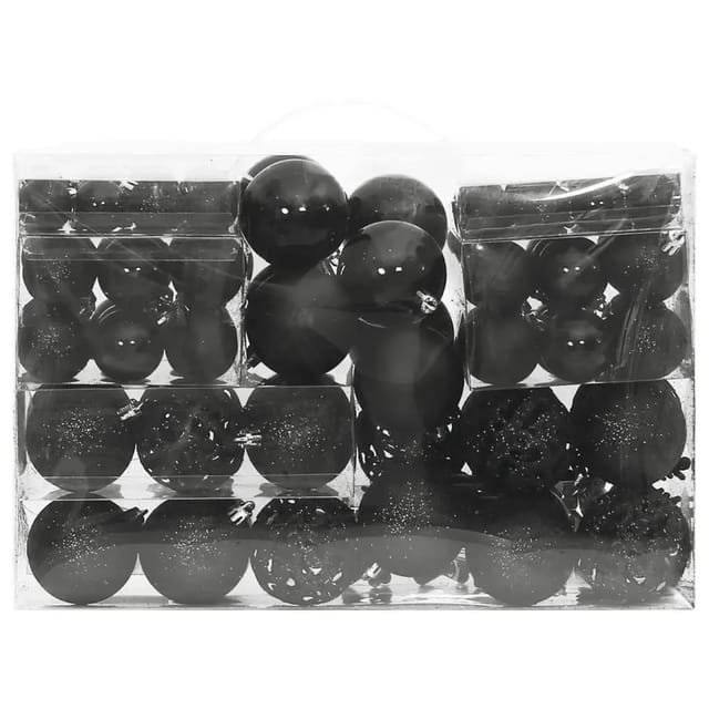 vidaXL 111-tlg. Weihnachtskugel-Set Schwarz Polystyrol