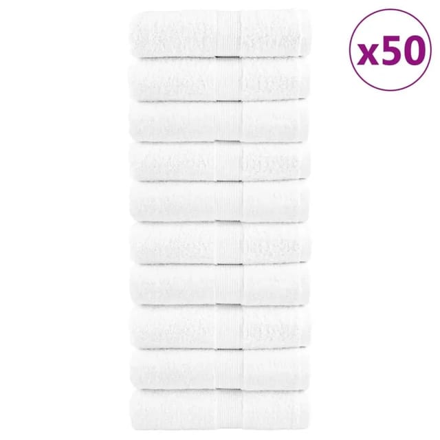 vidaXL Premium-Seiftücher 50 Stk Weiß 30x30 cm 600g/m2 100% Baumwolle
