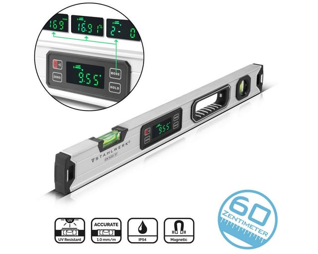 STAHLWERK Digitale Wasserwaage Dw-600 St Aus Aluminium Mit 600 Mm Länge