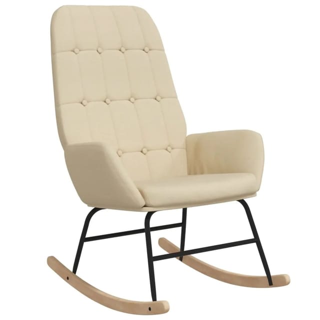 vidaXL Schaukelstuhl Creme Stoff Modell 13
