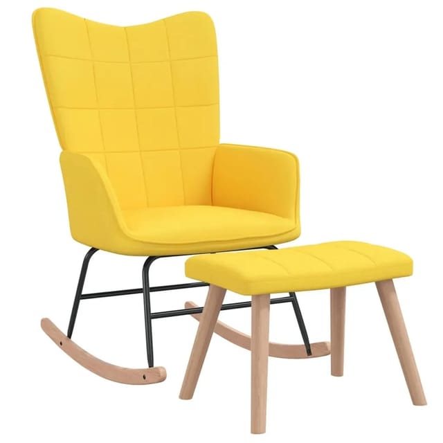 vidaXL Schaukelsessel mit Hocker Senfgelb Stoff Modell 2