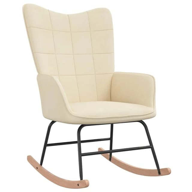 vidaXL Schaukelstuhl Creme Stoff Modell 4