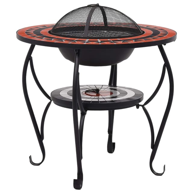 vidaXL Feuertisch Mosaik Keramik Terracotta und Weiß 68 cm