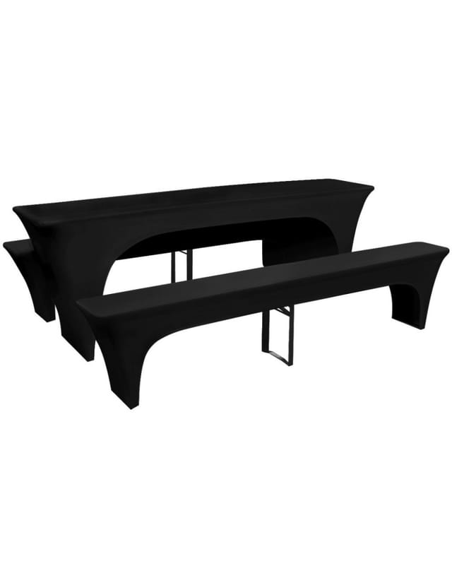 vidaXL 3 Schonbezüge für Biertisch und Bänke Stretch Schwarz 220 x 50 x 80 cm