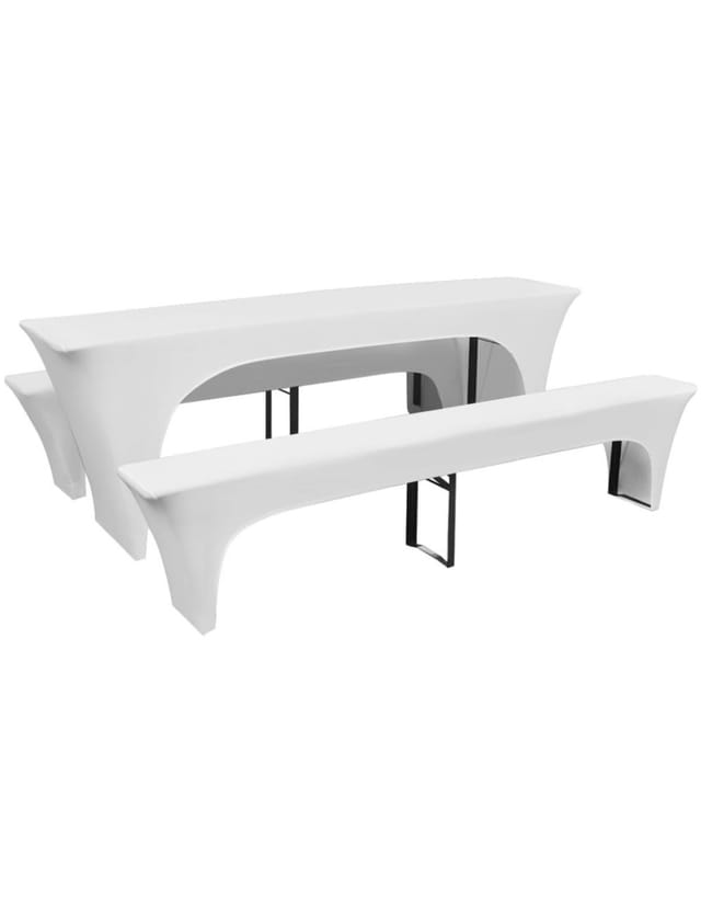 vidaXL 3-tlg. Hussen-Set für Biertisch und Bänke Weiß 220x50x80 cm