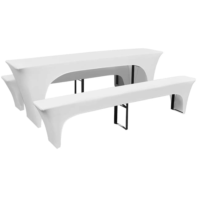 vidaXL 3-tlg. Hussen-Set für Biertisch und Bänke Weiß 220x70x80 cm