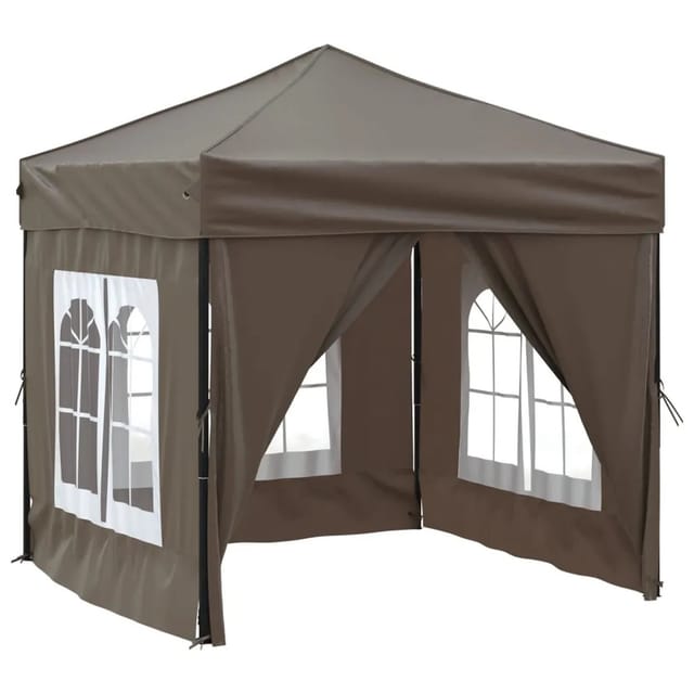 vidaXL Partyzelt Faltbar mit Seitenwänden Taupe 2x2 m