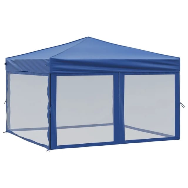 vidaXL Partyzelt Faltbar mit Seitenwänden Blau 3x3 m