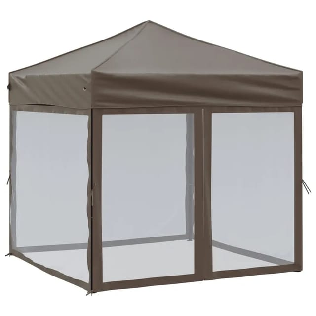 vidaXL Partyzelt Faltbar mit Seitenwänden Taupe 2x2 m Modell 1