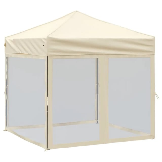 vidaXL Partyzelt Faltbar mit Seitenwänden Creme 2x2 m