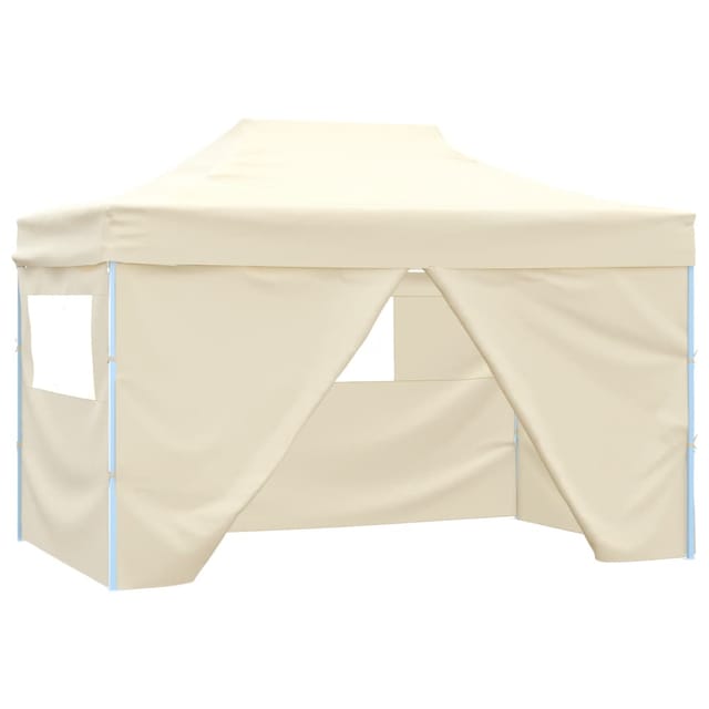 vidaXL Profi-Partyzelt Faltbar mit 4 Seitenwänden 3x4m Stahl Creme