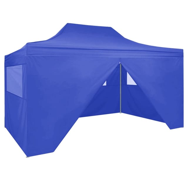 vidaXL Profi-Partyzelt Faltbar mit 4 Seitenwänden 3x4m Stahl Blau