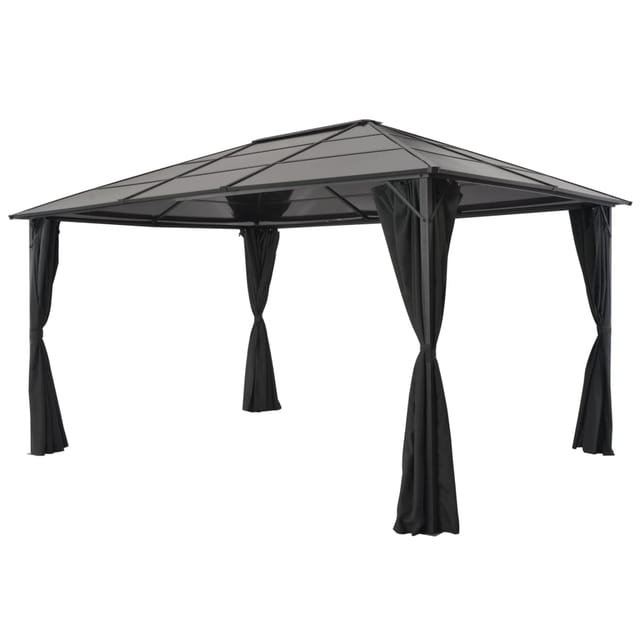 vidaXL Gartenpavillon mit Vorhang Aluminium 4x3x2,6 m Schwarz