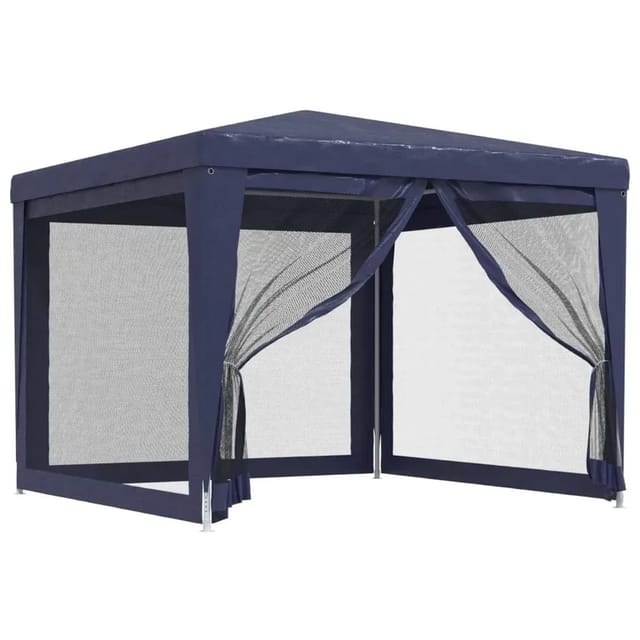 vidaXL Partyzelt mit 4 Mesh-Seitenwänden Blau 3x3 m HDPE