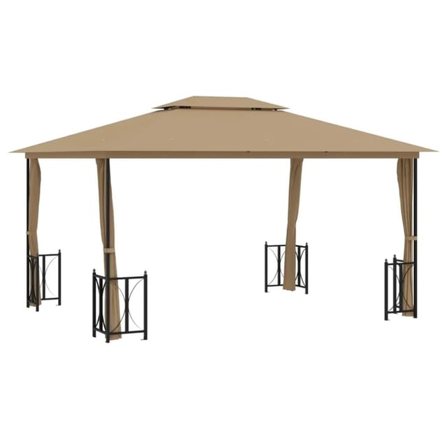 vidaXL Pavillon mit Seitenwänden & Doppeldach 3x4 m Taupe