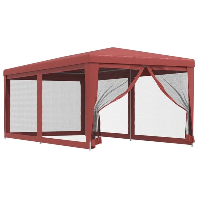 vidaXL Partyzelt mit 6 Mesh-Seitenwänden Rot 3x6 m HDPE