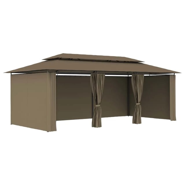 vidaXL Pavillon mit Vorhängen 600x298x270 cm Taupe 180 g/m2