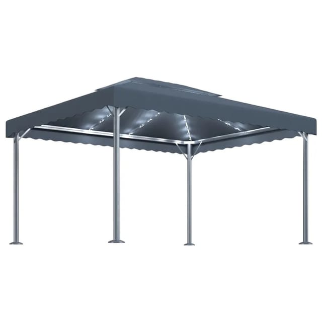 vidaXL Pavillon mit LED-Lichterkette 400x300 cm Anthrazit Aluminium