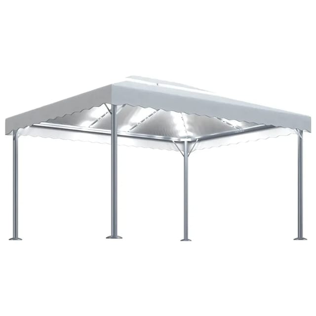 vidaXL Pavillon mit LED-Lichterkette 400x300 cm CremeWeiß Aluminium