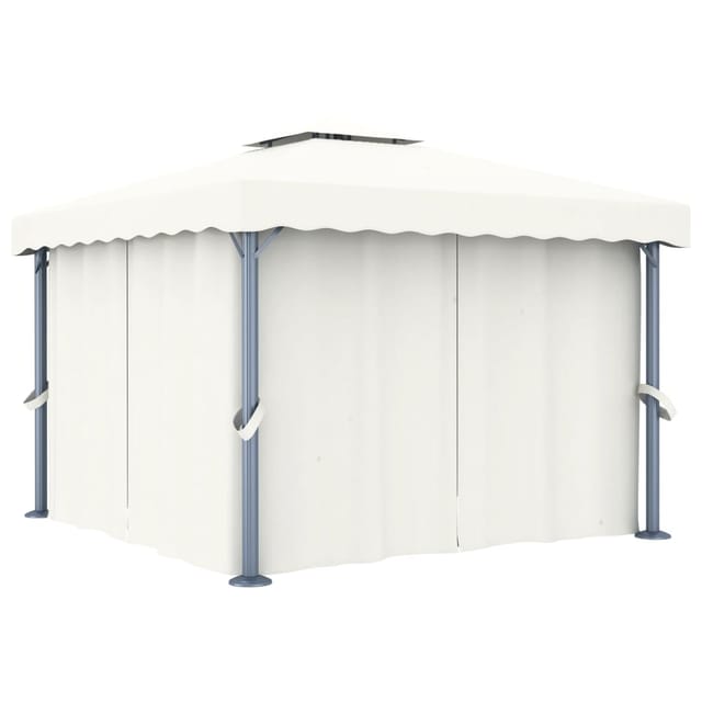 vidaXL Pavillon mit Vorhang 3x3 m CremeWeiß Aluminium